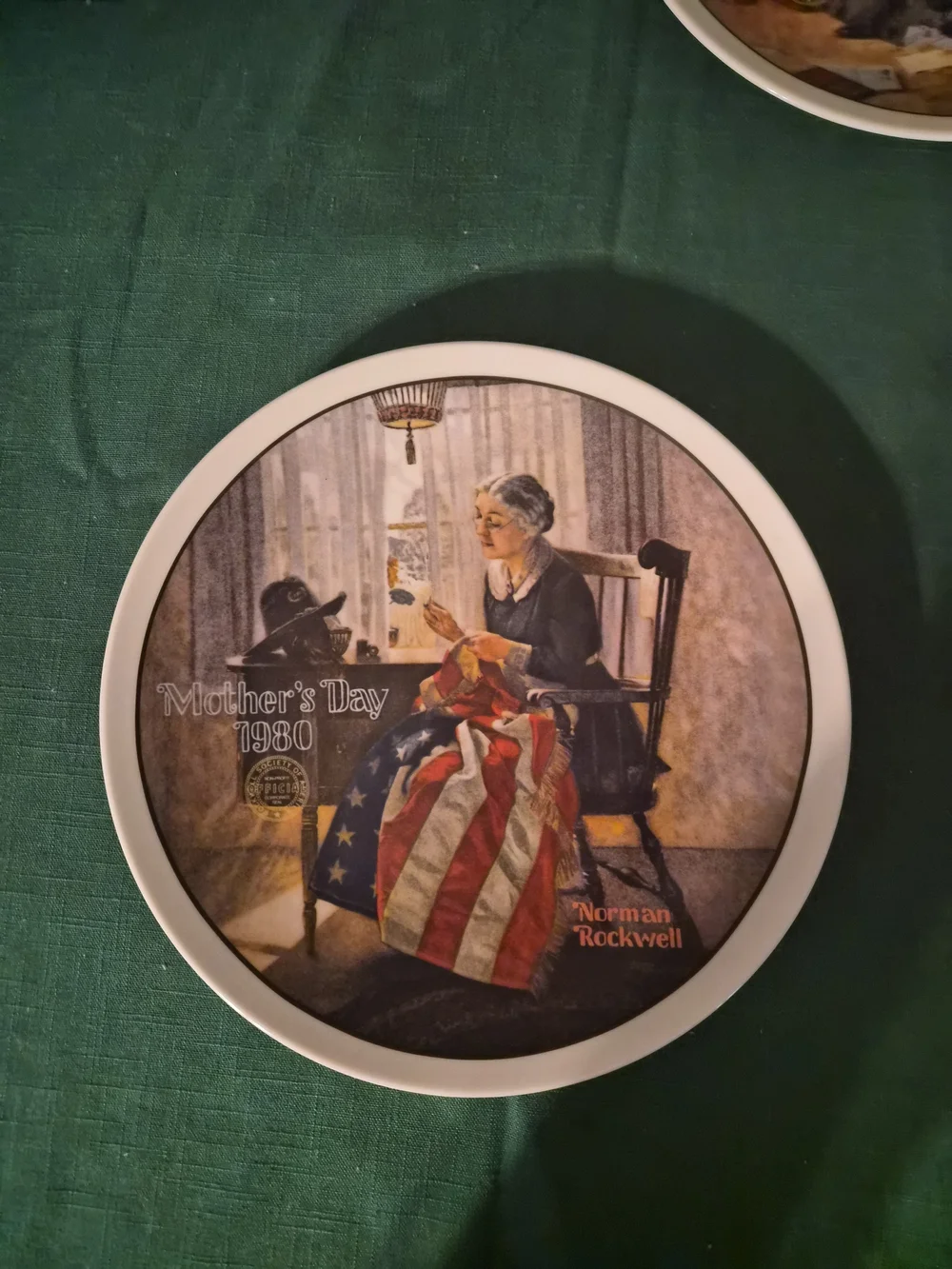 Norman Rockwell Mother’s Day 1980 Decorative Plate - Patriotic Red, White & Blue